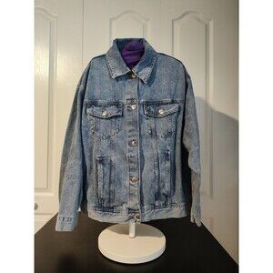 H & M Denim Jacket Mens Size Large Blue Classic Jean Jacket 100% Cotton